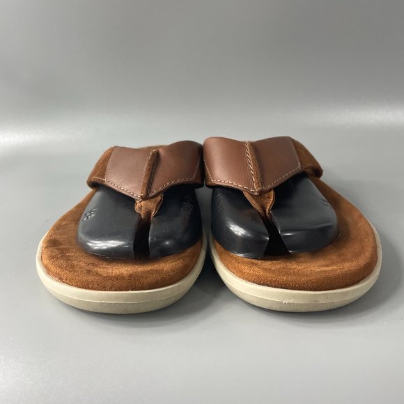 Clarks Men\'s Ellison Brown Leather/Suede Easy Flip-Flop, Size US 11 M main image 8